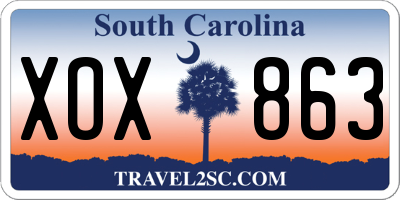 SC license plate XOX863