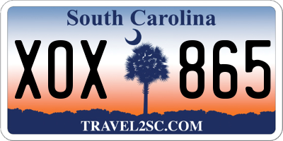 SC license plate XOX865