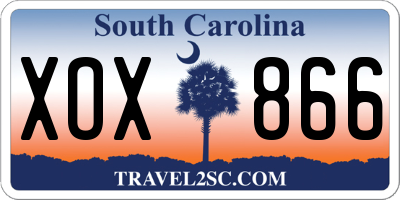 SC license plate XOX866