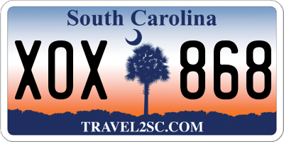 SC license plate XOX868