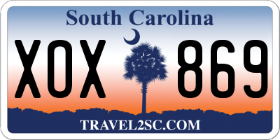 SC license plate XOX869