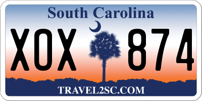 SC license plate XOX874