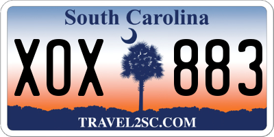 SC license plate XOX883