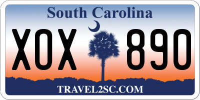 SC license plate XOX890