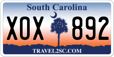 SC license plate XOX892