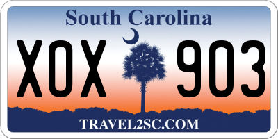 SC license plate XOX903