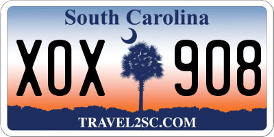 SC license plate XOX908