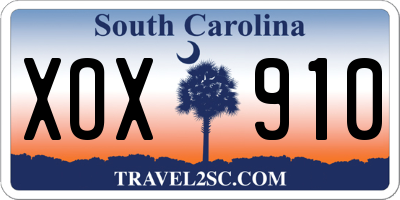 SC license plate XOX910