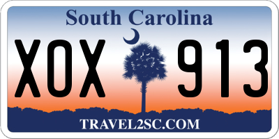 SC license plate XOX913