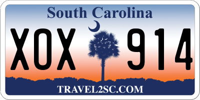 SC license plate XOX914