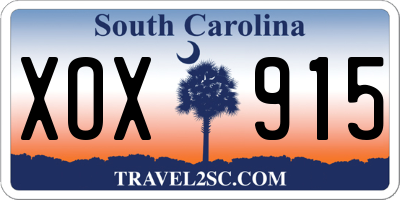SC license plate XOX915