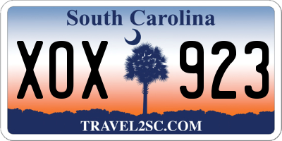 SC license plate XOX923