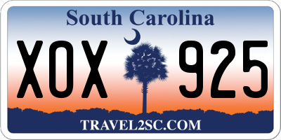 SC license plate XOX925