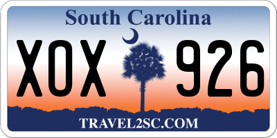 SC license plate XOX926
