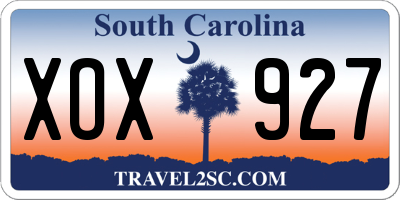 SC license plate XOX927