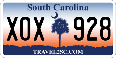 SC license plate XOX928