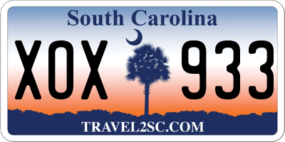 SC license plate XOX933