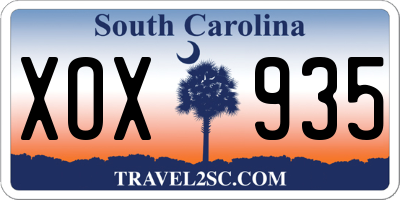 SC license plate XOX935
