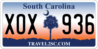 SC license plate XOX936