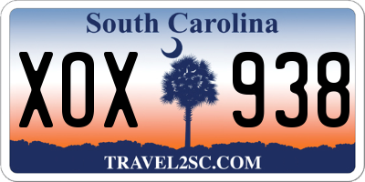 SC license plate XOX938