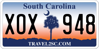 SC license plate XOX948