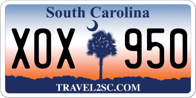 SC license plate XOX950