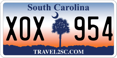 SC license plate XOX954