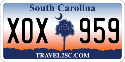 SC license plate XOX959