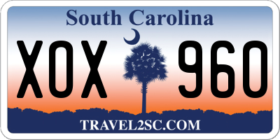 SC license plate XOX960