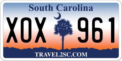 SC license plate XOX961
