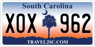 SC license plate XOX962