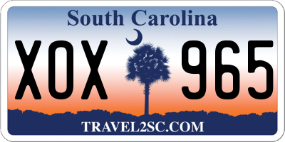 SC license plate XOX965