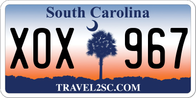 SC license plate XOX967