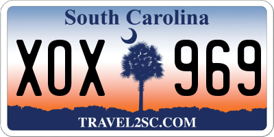 SC license plate XOX969