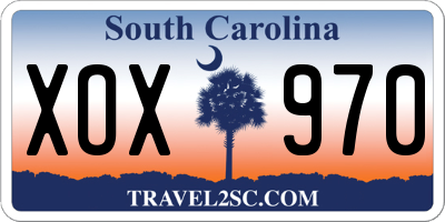 SC license plate XOX970