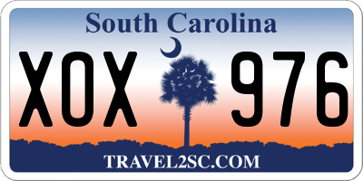 SC license plate XOX976