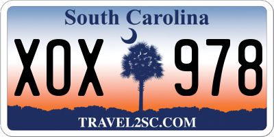 SC license plate XOX978