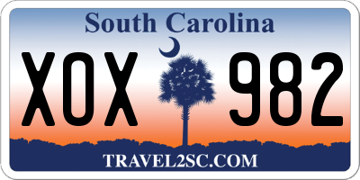 SC license plate XOX982
