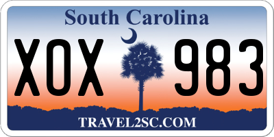 SC license plate XOX983
