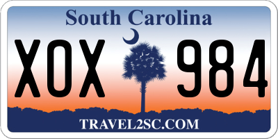 SC license plate XOX984