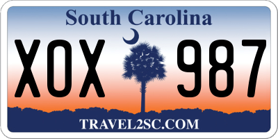 SC license plate XOX987