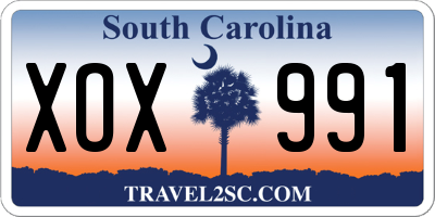 SC license plate XOX991