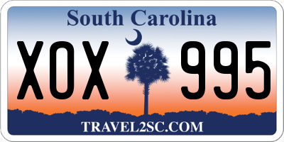 SC license plate XOX995