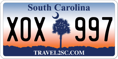 SC license plate XOX997