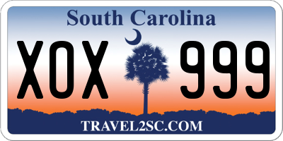 SC license plate XOX999