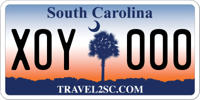 SC license plate XOY000