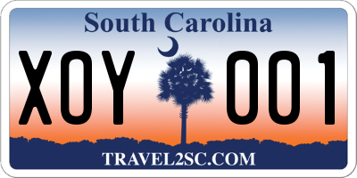SC license plate XOY001