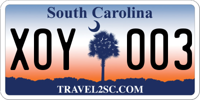SC license plate XOY003