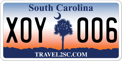 SC license plate XOY006