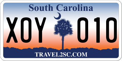 SC license plate XOY010